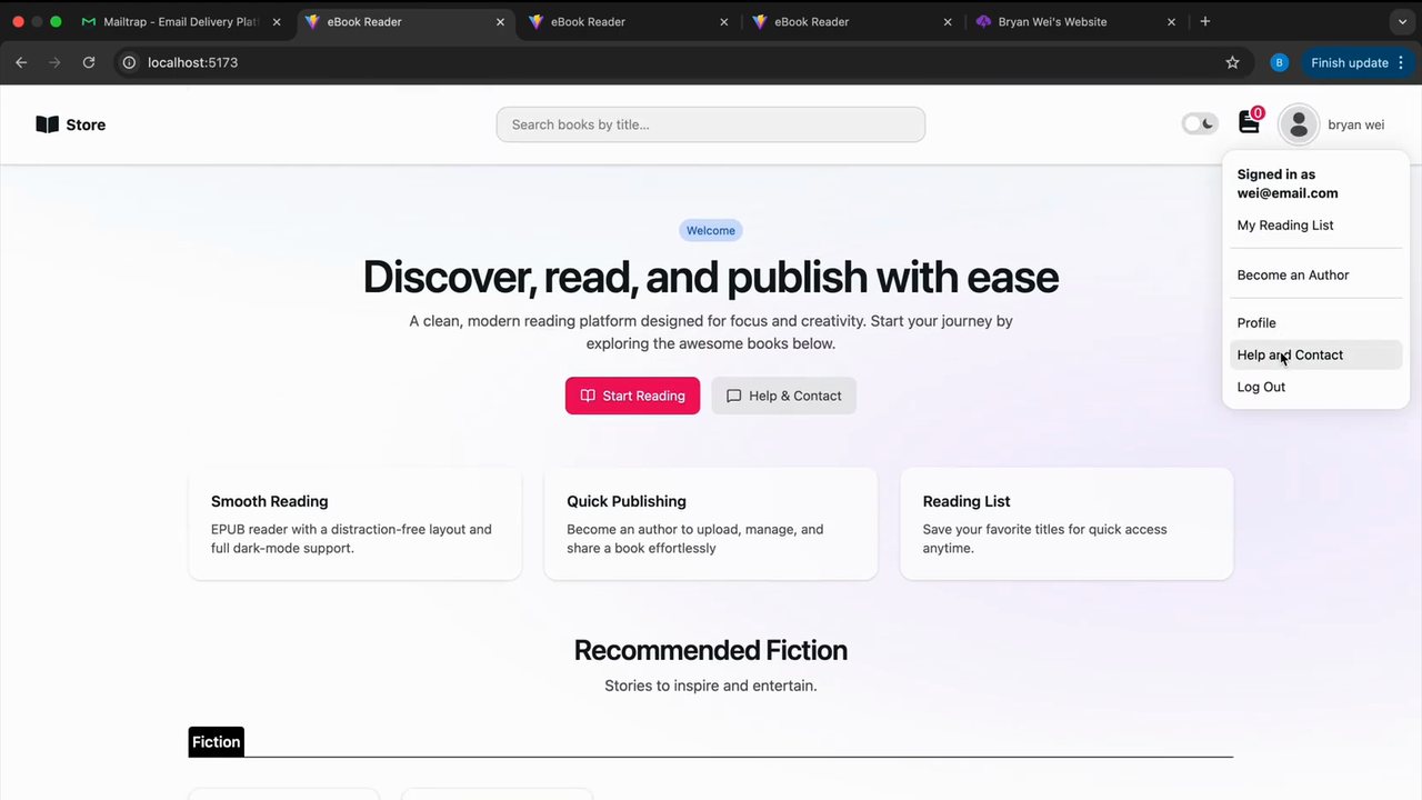 ProRead demo: the store home page
